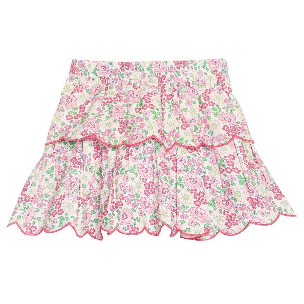 NEW BISBY girls two tiered skort in pink bloomsbury blossoms